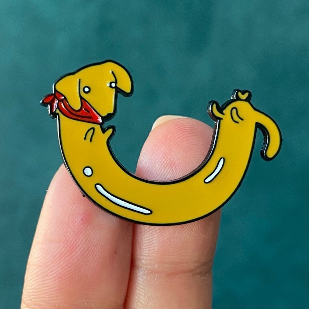 Curved Dachshund Enamel Pin/ Brooch Lapel